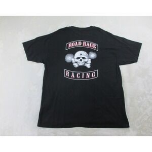VINTAGE Stedman Shirt Mens Extra Large Black Road Rage Racing Skull*